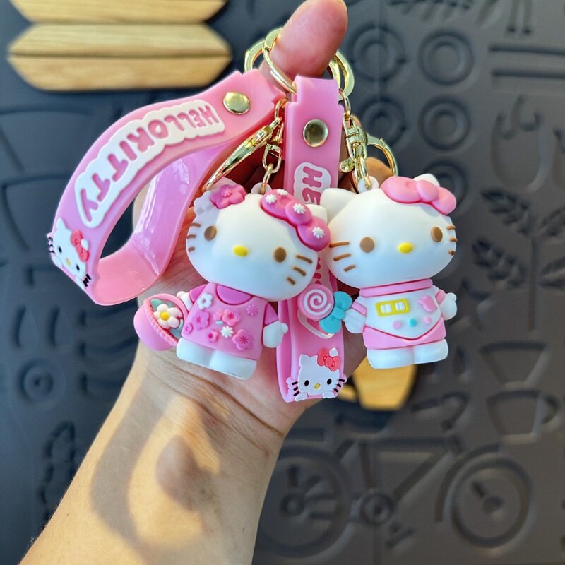 かわいい漫画赤と青 kt 猫キーホルダーサンリオ人形バッグキーホルダーペンダントイベント人形マシンギフト|undefined