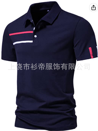 [Punto de aguja] 3D impreso camisa de polo nuevo casual de solapa de manga corta de los hombres camisa transfronteriza estación independiente