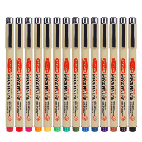 chotune needle pen hard head soft head color waterproof needle pen set comic design hook line stationery supplies