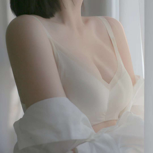 NININAER silk underwear women's wire-free push-up bra with secondary breast support lace sexy A to C small bra