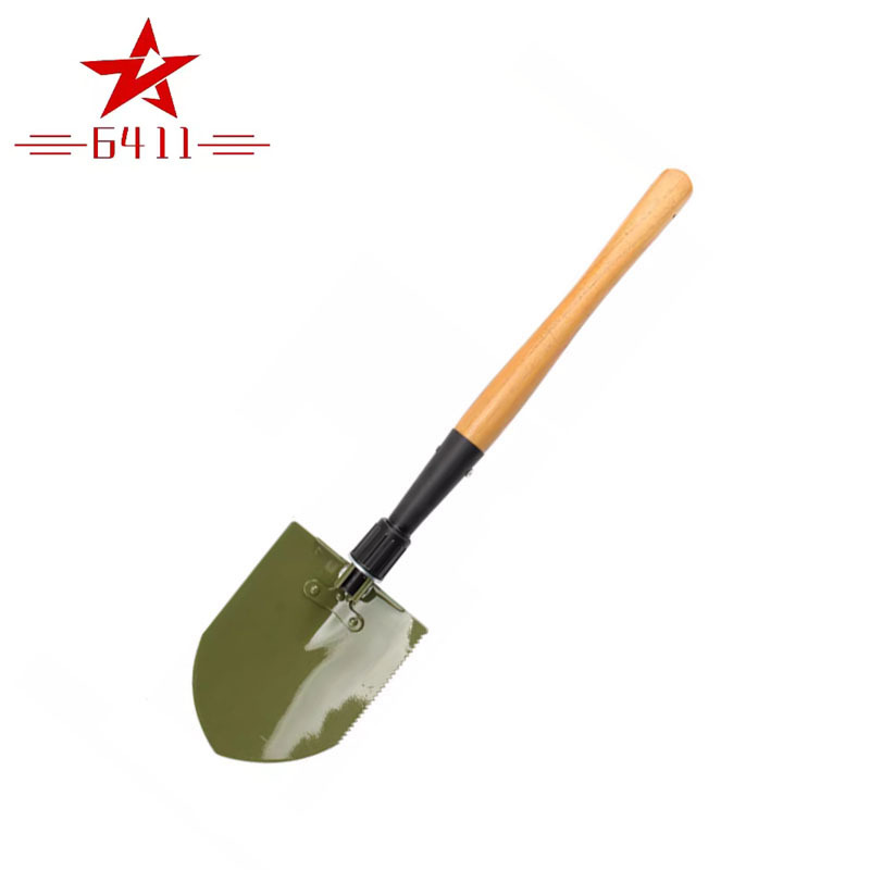 6411工兵铲木柄多用途工兵锹户外铲子探险铁锹旅游车载便携锹