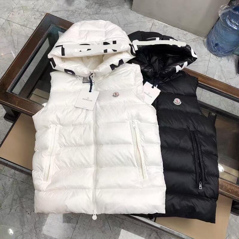 Men's and Women's Hooded Letter Print Vest down Jacket 2025 New Model Warm Coat