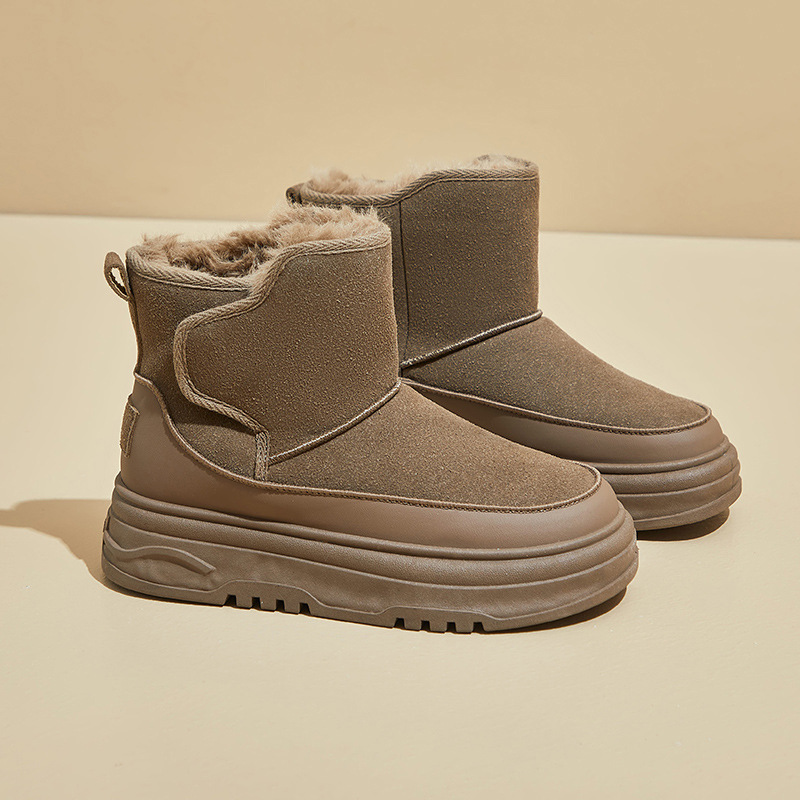Botas de Nieve de Caña Alta para Mujer de Tela, Algodón y Peluche Sintético Térmicas para Uso Diario