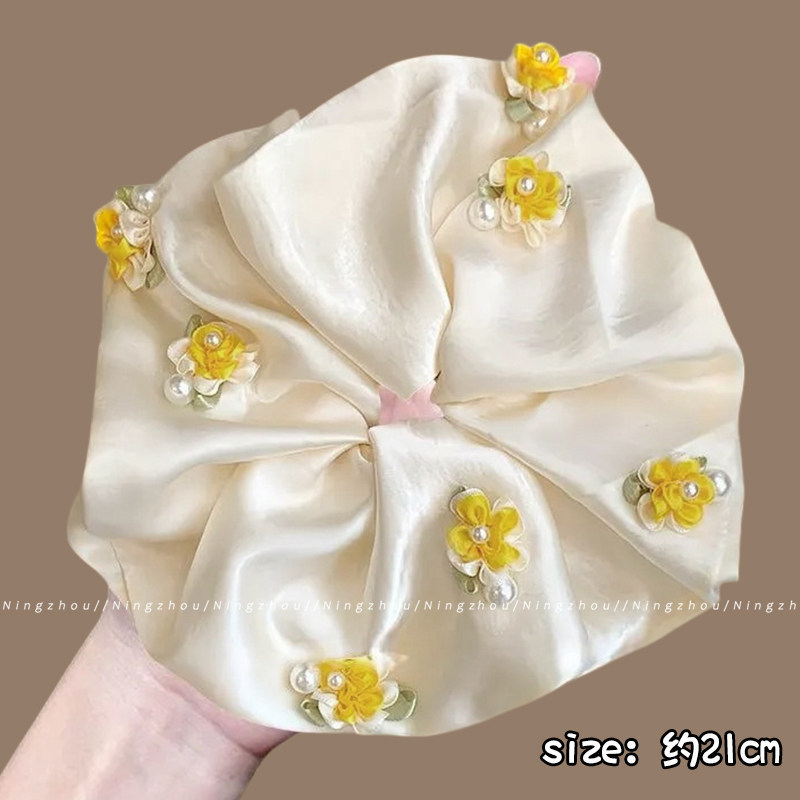 Cuerdas de cabello de viento pastoral pequeñas y altos valores faciales, anillo de cabello de intestino grande, sensación de una niña de banda de goma flácida, cuerdas de malla de banda de bola de cabeza
