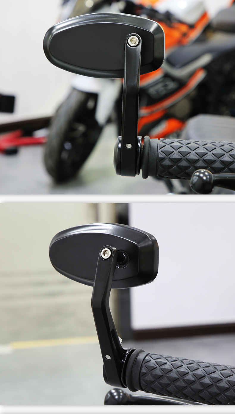 Motorcycle modified rearview mirror all aluminum retro handlebar mirror 22MM handlebar universal oval handlebar mirror
