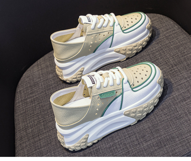 Giày sneaker nữ da thật đế dày phong cách thể thao tăng chiều cao, có thể xỏ như dép, mẫu hè 2026 — M2328 màu tím, M2328 màu đen, M2328 Màu Đỏ, M2328 màu xanh lá chi tiết 27