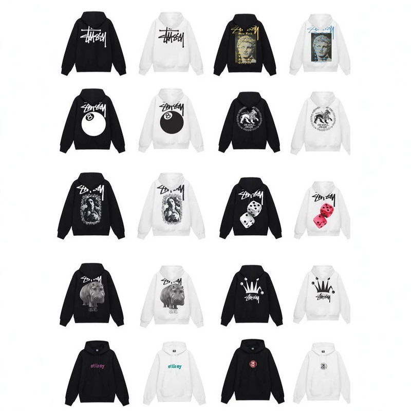 Stussy 2025 basic billiard terry hooded sweatshirt for men, quality pullover hoodie 320g