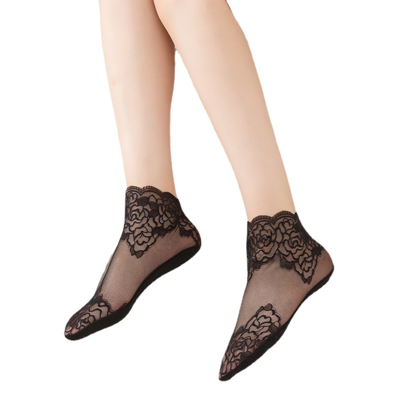 Nuevos calcetines cortos de encaje para mujeres calcetines de primavera y verano delgados para mujer
