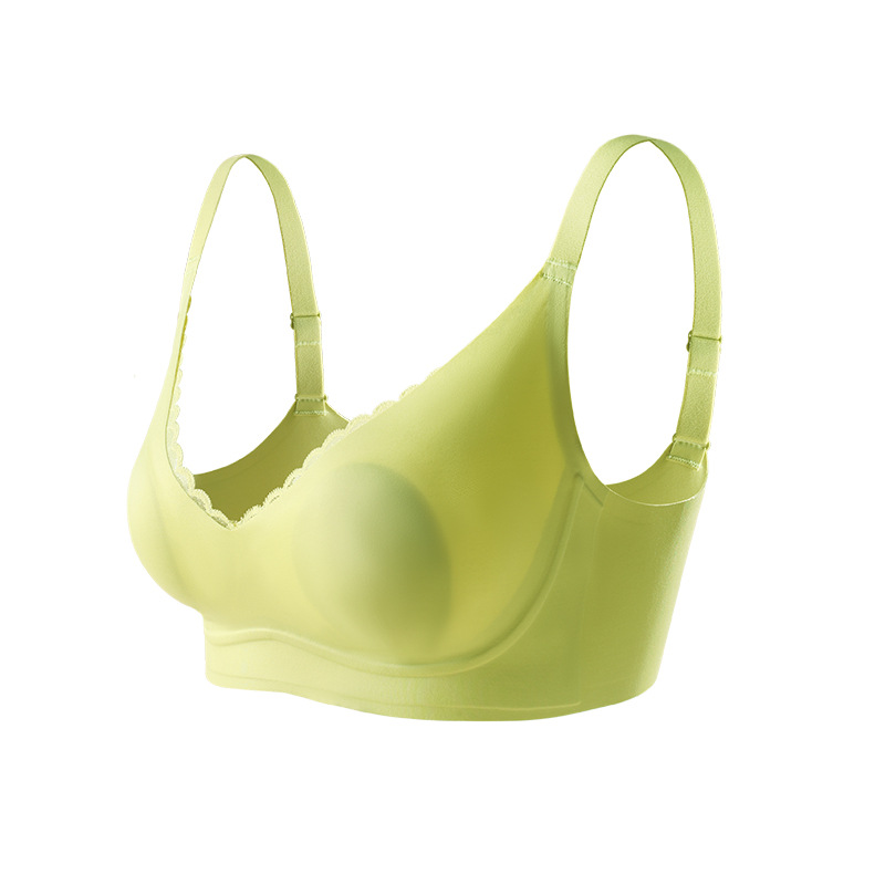 Ropa interior de soporte suave sin costuras de encaje de mujer, sujetador de Orejas de conejo ultrafino antibacteriano transpirable