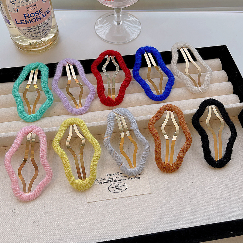 雲朵裝鏤空碎發bb夾前額劉海一字側邊夾網紅秋冬毛線頭飾發卡子女