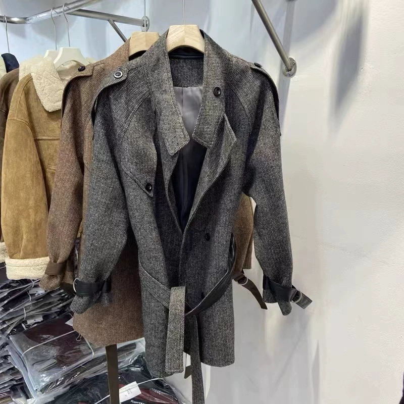 Осеннее trench coat, брейс, шерстяное пальто, корейский стиль, высокое качество стиля