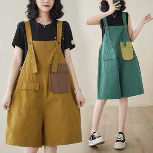 Versatile Sweet and Salty Style Workwear Overalls for Women, Summer Thin Korean Version Loose Trendy Street Casual Shorts for Petite Sizes