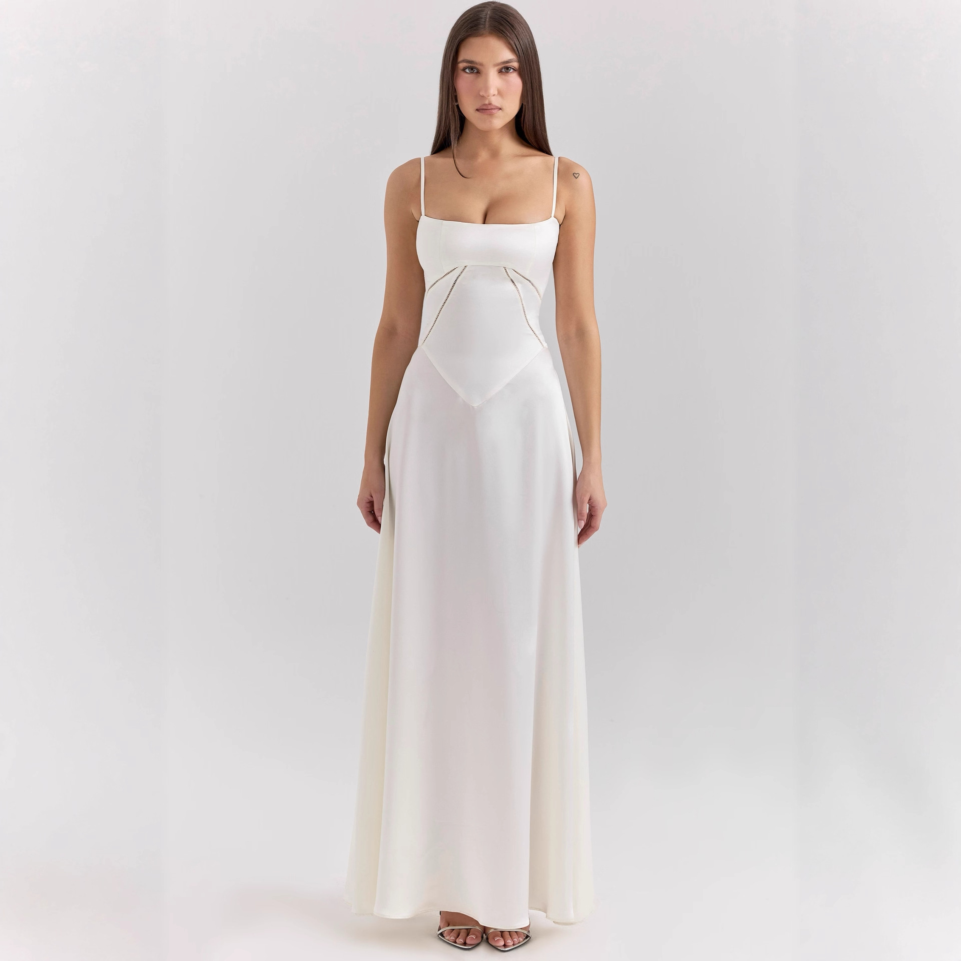 2025独立站欧美跨境女装吊带裙修身露背长裙连衣裙晚礼服性感风