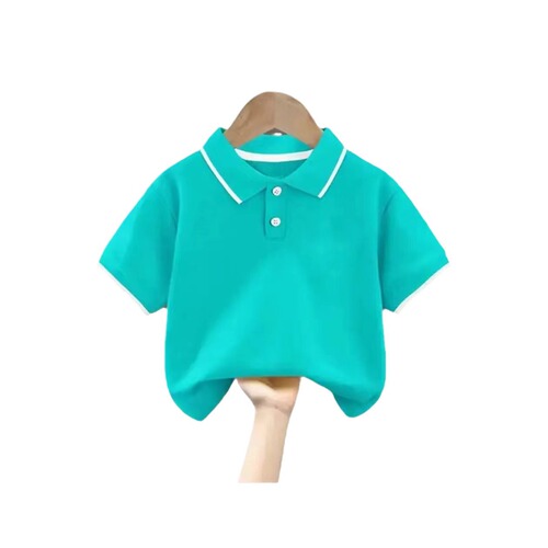 Children's Pure Cotton Short Sleeve Polo Shirt 2024 Summer New Arrival for Middle Kids and Toddlers Half Sleeve Breathable T-Shirt