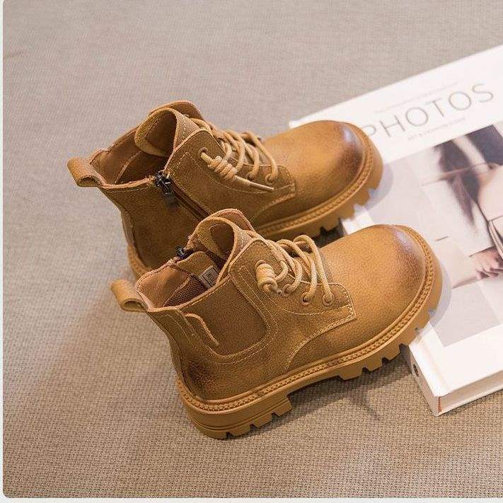 Children's Boots 2025 Autumn and Winter Fleece-Lined New Style Boys' Boots Girls' Baby Medium and Large Kidsren's Soft-Soled Short Boots Trendy