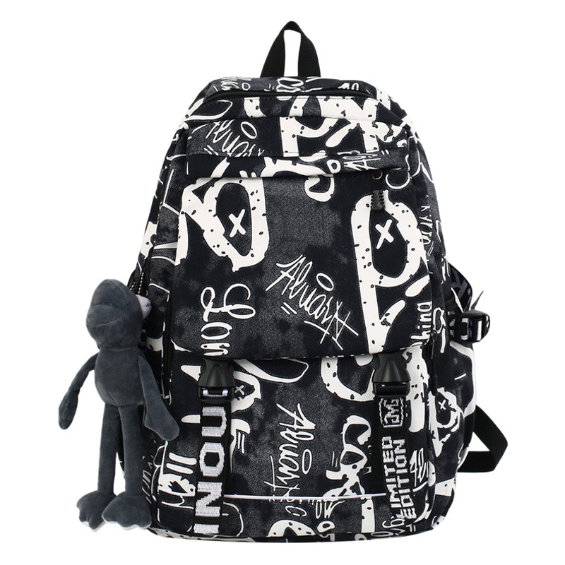 Nueva gran capacidad de la calle del bolso estudiante de graffiti moda hombres frescos mochila mujer estudiante universitario bolsa de viaje de una sola pieza de entrega