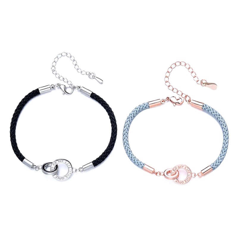 Ring buckle couple bracelet a pair of men's and women's woven bracelet niche design high sense safety buckle National Style Women