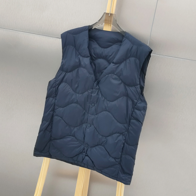 Nuevo invierno hombre ligero plumón interior cuello V delgado portátil suelto universal abrigo de manga larga de chaqueta blanca cálida