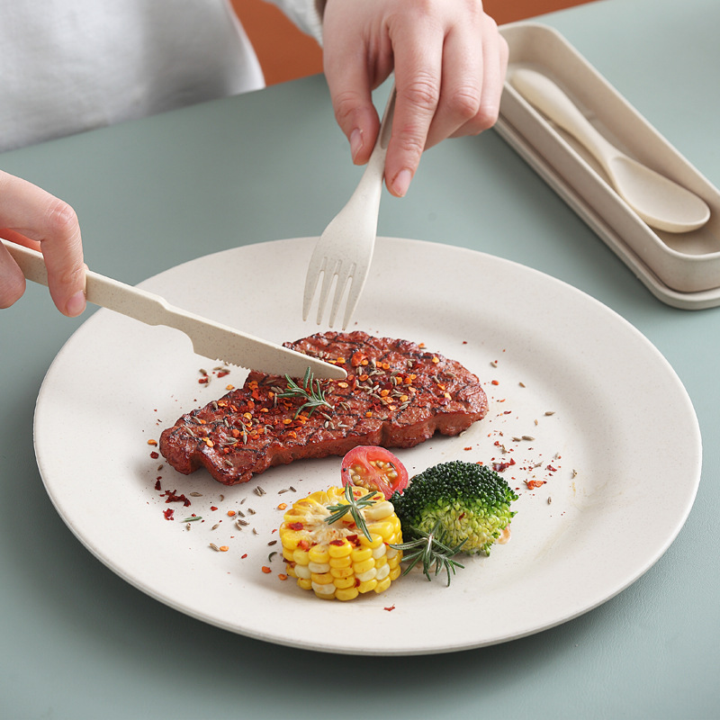 Wheat Cutlery Knife Fork Spoon Three-piece Set Creative Portable Cutlery Knife Fork Spoon Cutlery Gift Set