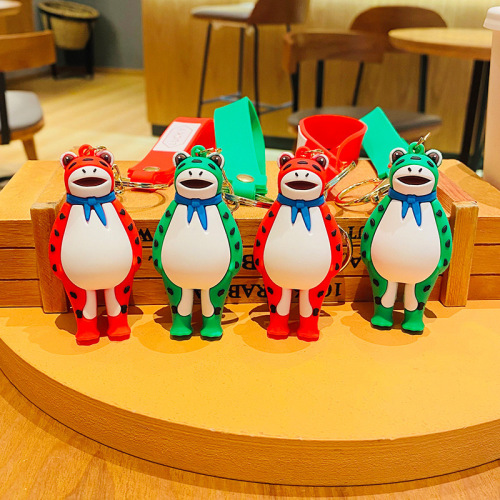 Creative Cartoon Internet Celebrity Frog Man Doll Car Keychain Chain Student School Bag Pendant Couple Small Gift Wholesale