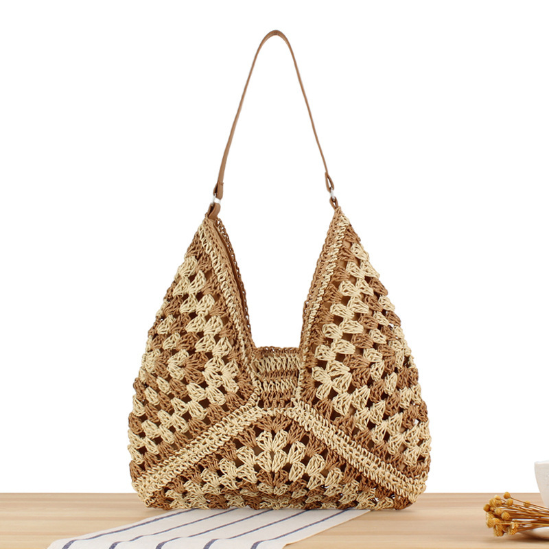 Large Capacity Woven Bag For Women 2025 Summer New Beach Vacation Straw Bag Fashion Shoulder Tote Bag - Thumbnail 8