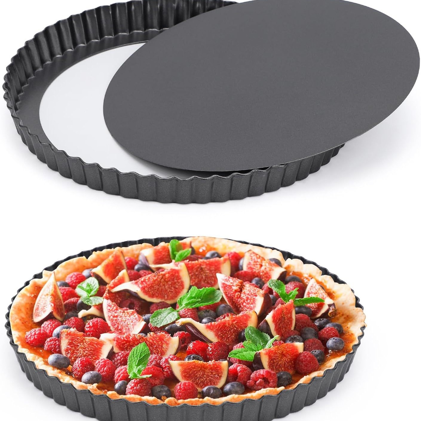 Cross-border FCM antiadherente fondo plano crisantemo pastel grueso y profundo molde de pastel redondo horno de pizza ondulado huevo