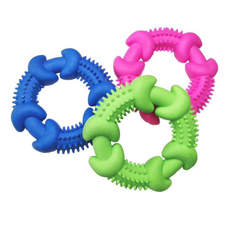 Fábrica al por mayor mascota TPR mordedura resistente juguete hueso sólido espina anillo perro diente limpieza molar juguete redondo