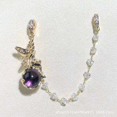 Jewelry Beads – Zərgərlik ara hissələri - golden-purple-elf-goddess-zircon-chain-terms
