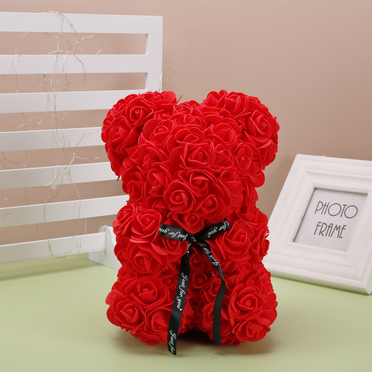 Flor preservada oso rosa 520 regalo del Día de San Valentín tienda de flores supermercado PE espuma flor abrazo oso rosa