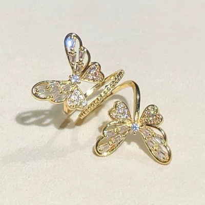 Color-Preserving Crystal Accessories DIY Butterfly Beads, Spacer Beads, Spacer Pieces for Bracelets and Necklaces Handmade (Zərgərlik ara hissələri) - gold