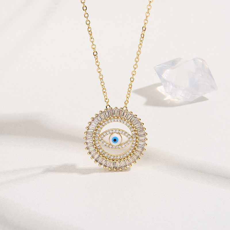 Fashion Eye Copper Plating Inlay Zircon Pendant Necklace 1 Piece