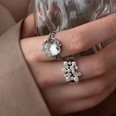 The "More Beautiful at Night" 925 Silver Ring for Women with Large Gemstone, Fashionable and Personality, Trendy and Cool, Instagram Style Ring