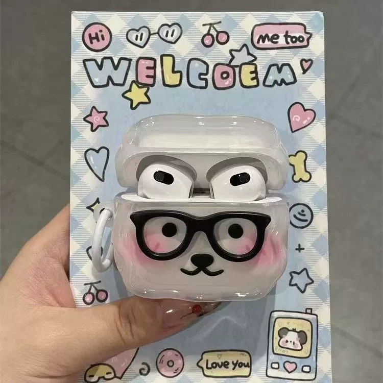Airpods4 New Glasses Self-Deprecating Bear Suitable for Airpodspro2 Generation Apple Wireless Bluetooth Headphone Case Airpods4 New Glasses Self-Deprecating Bear Suitable for Airpodspro2 Generation Apple Wireless Bluetooth Headphone Case