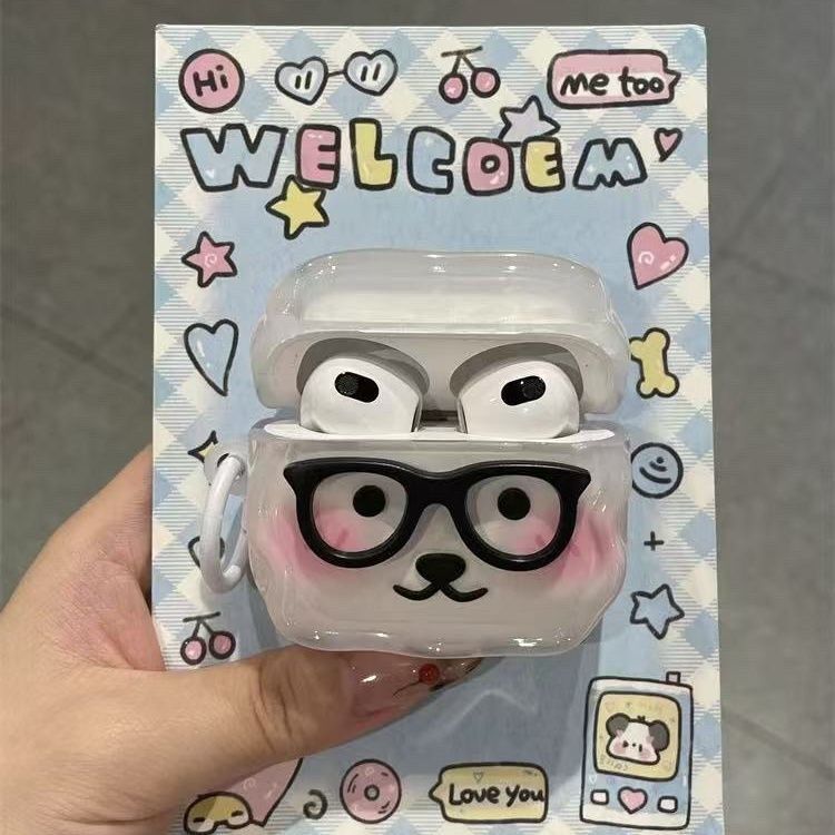 Airpods4 New Glasses Self-Deprecating Bear Suitable for Airpodspro2 Generation Apple Wireless Bluetooth Headphone Case Airpods4 New Glasses Self-Deprecating Bear Suitable for Airpodspro2 Generation Apple Wireless Bluetooth Headphone Case