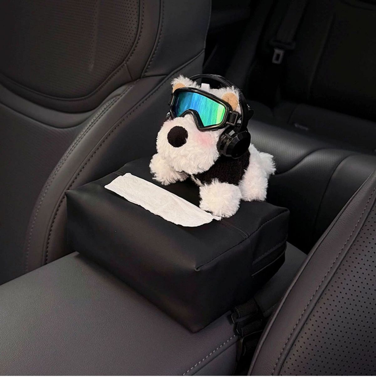 New West Highland Car Tissue Box, Car Armrest Box Tissue Holder, Seat-Mounted Car Tissue Bag, Cute