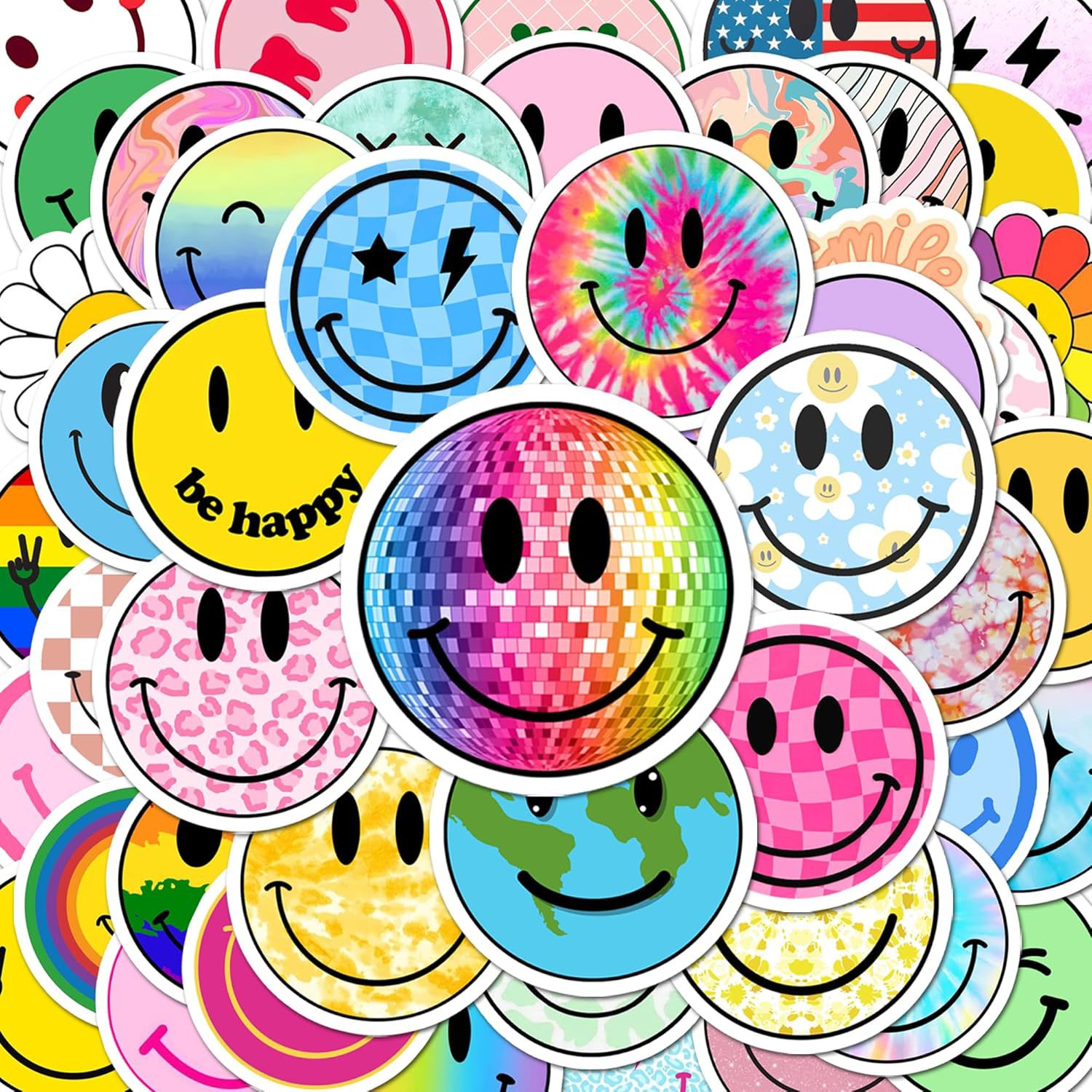 趣味笑脸贴纸乙烯基不重复励志复古日志剪贴簿花卉和植物贴纸