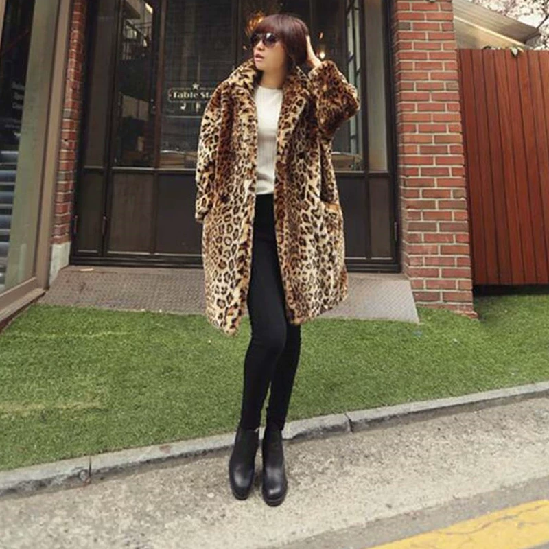 Дропшиппинг, европейские и американские трансграничные меховые поставки, осенне-зимняя верхняя одежда из искусственного меха с леопардовым принтом, женская верхняя одежда средней длины из искусственного меха