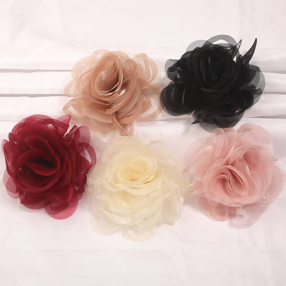 Fairy princess style heart-shaped lace rose mesh flower DIY handmade versatile hair clips, hair accessories, and clothing accessories wholesale