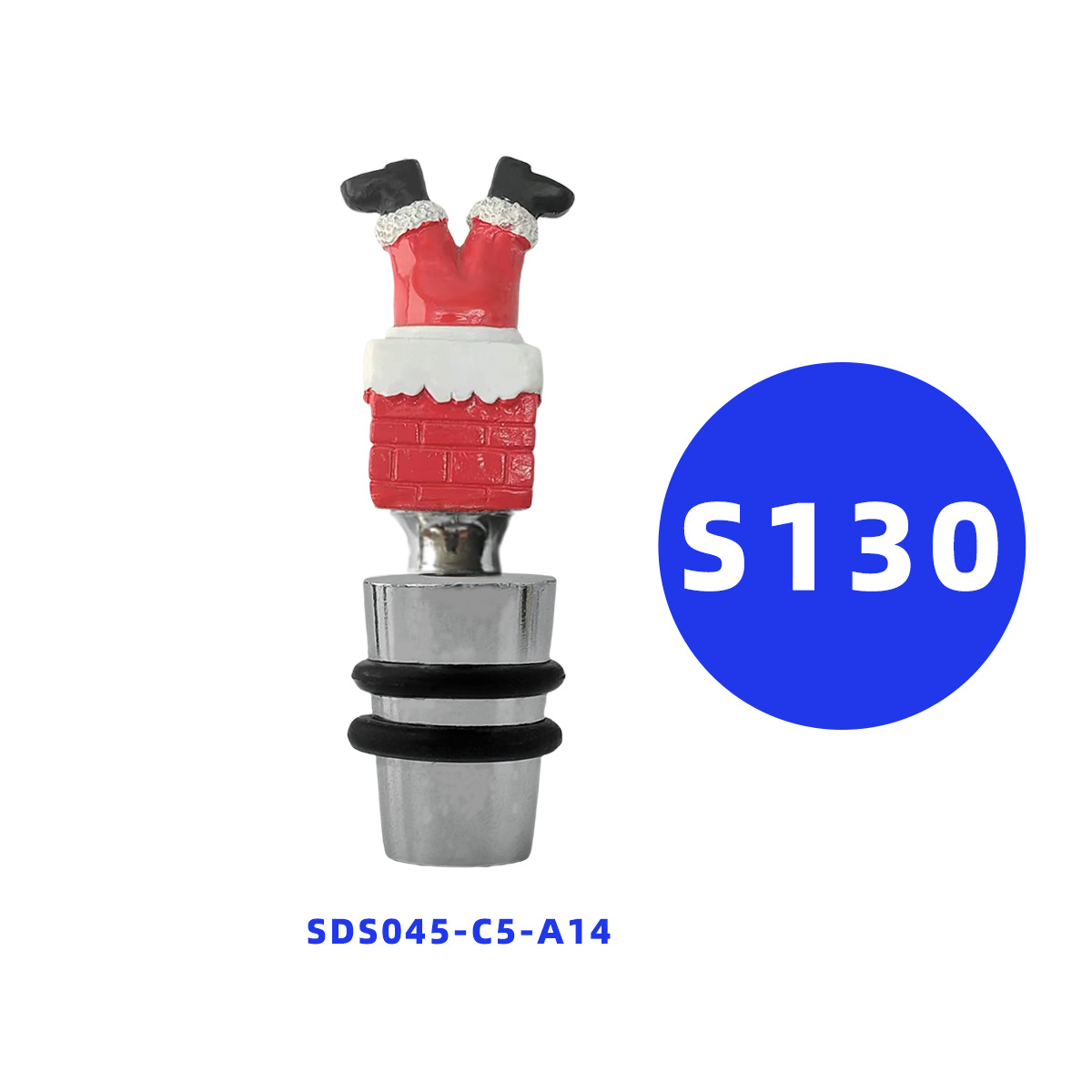 두 개의 와이어 아연 합금 와인 스토퍼가 있는 산타클로스