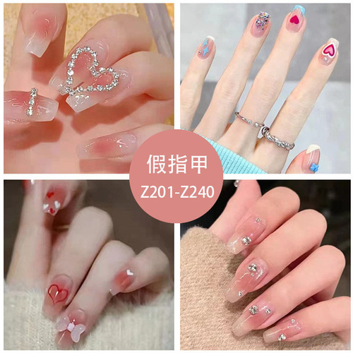 Wearable nail patches, diamond style, wearable nails, internet celebrity popular nail art patches, finished fake nails, ultra-thin nails