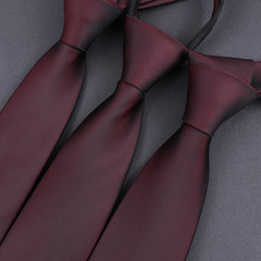 Burgundy Red New Bridegroom Wedding Wedding Wine Red ushers Formal Business Zipper Style Knotless Men's Tie Wedding