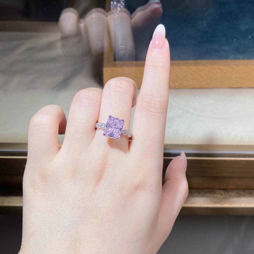 Tancise Prata Esterlina Cor Rosa Pedra Preciosa Coquetel De Noivado Anel Feminino Jóias Finas_voghion.com
