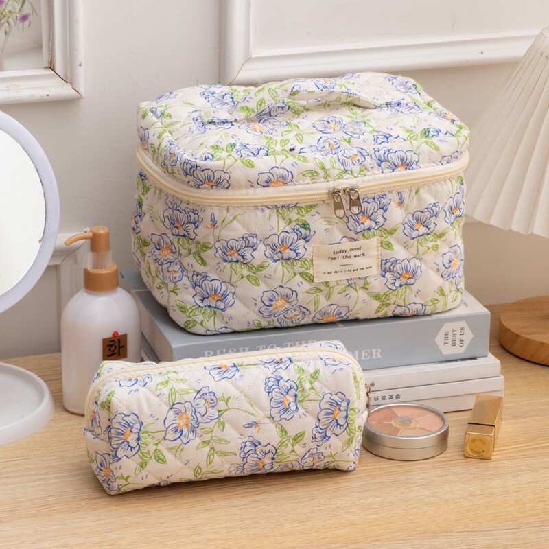2024 小さな新鮮でかわいい綿の化粧品袋ニッチポータブルトイレタリー収納袋花柄インかわいいボックスバッグボックス|undefined