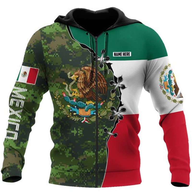 3D digital printing zipper sweater Mexican animal Viking symbol cross-border printing men and women couple wear
