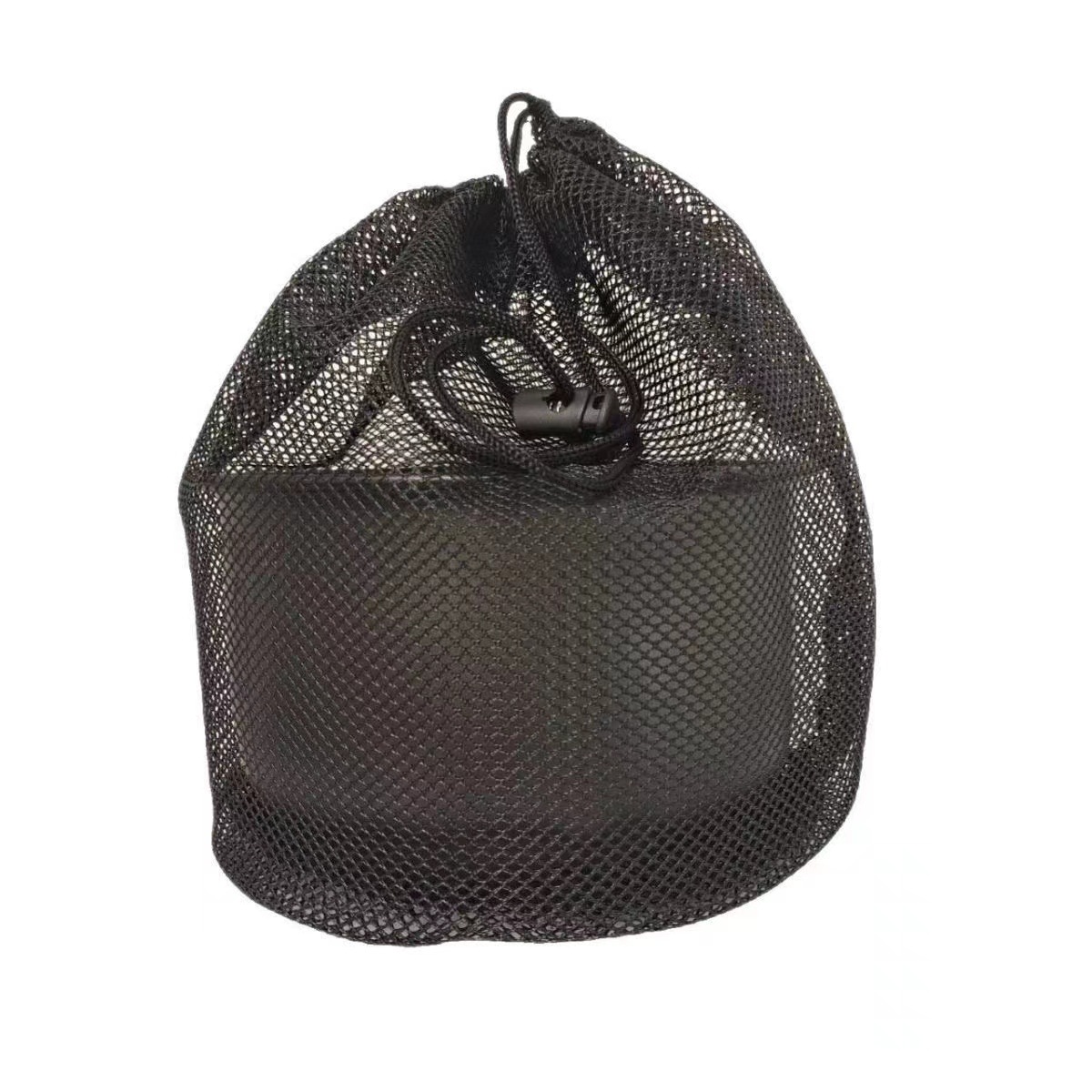 Bolsa de almacenamiento de malla grande transpirable Bolsa de cordón de poliéster Bolsa de malla negra con cordón de fondo redondo Bolsa de malla con cordón