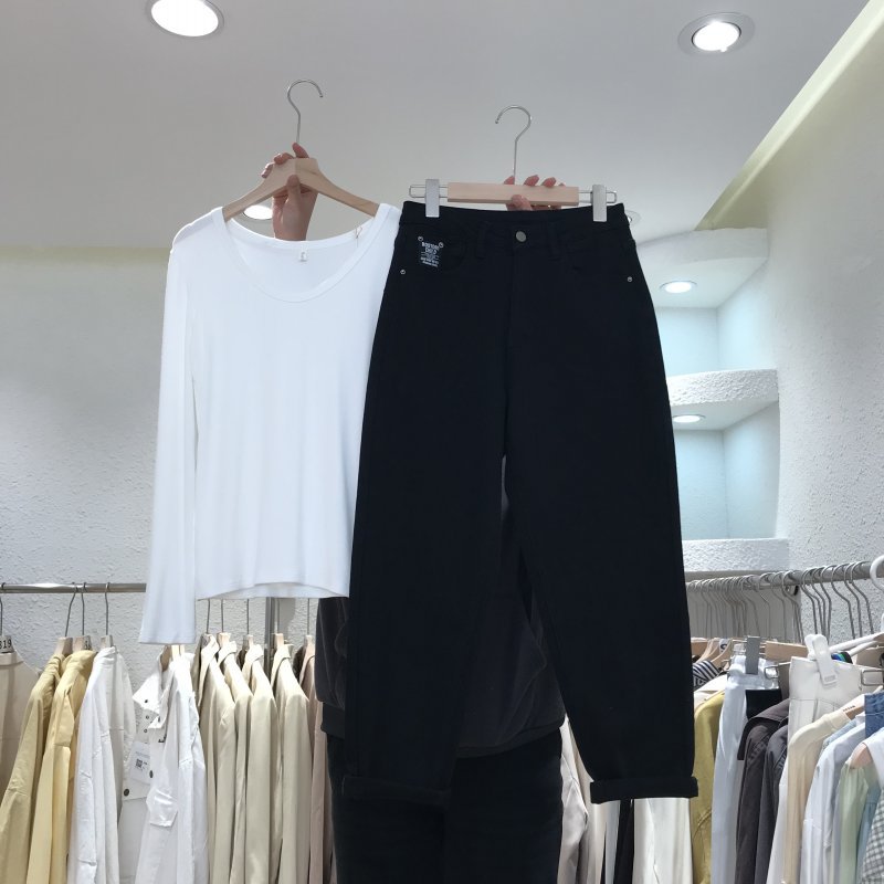 批發十三行品質貨！百搭BI入~高腰chic顯瘦哈倫牛仔褲潮