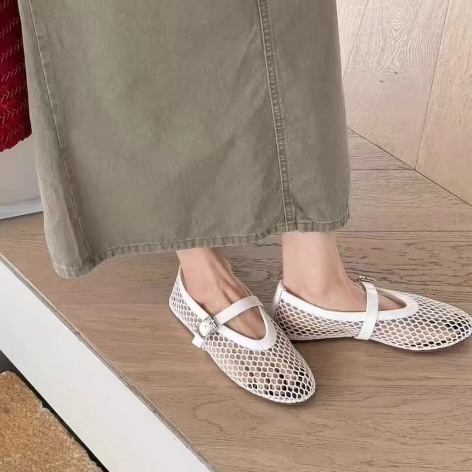Женские балетки Мэри Джейн из сетки с вырезами, весна-лето 2025, мягкая подошва, стиль JK Lolita