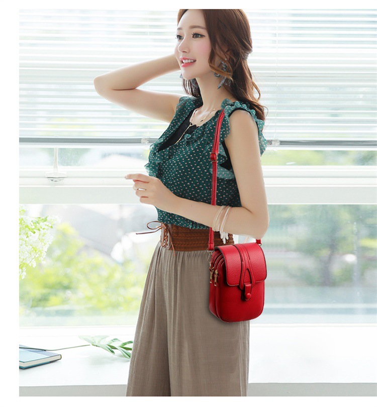 Women'S Gender Women's Mini Pu Leather Solid Color Fashion Square Zipper Crossbody Bag