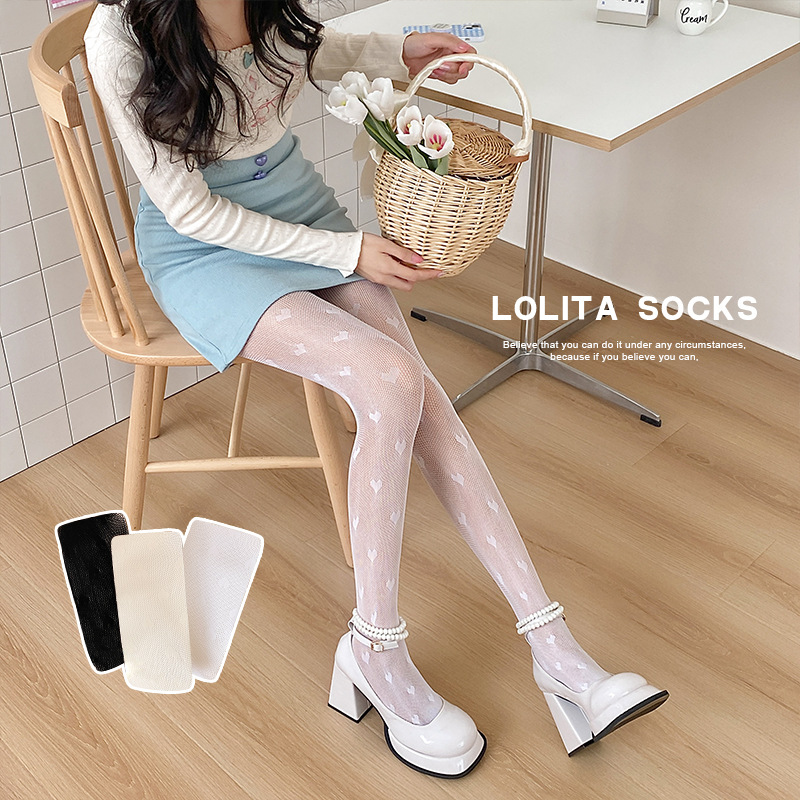Medias blancas de verano delgadas japonesas Lolita pantalones de malla negra piernas raspadas artefactos