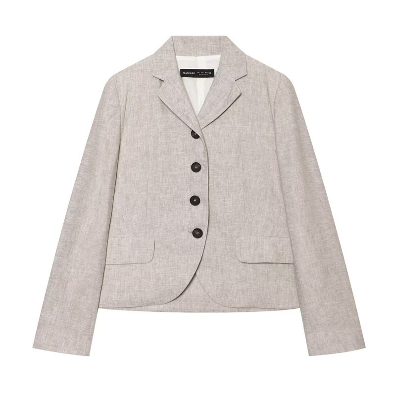 European and American Wholesale 2026 Summer New Women's Fashion Casual Linen Blend Straight Suit Jacket B4-14740 European and American Wholesale 2026 Summer New Women's Fashion Casual Linen Blend Straight Suit Jacket B4-14740